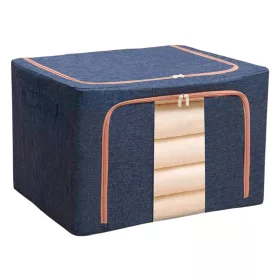   Cutie de depozitare pliabila cu fermoar, 100 litri, material textil, 60 X 42 X 40 cm, albastru inchis