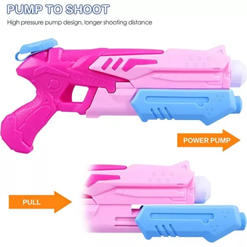 Jucarie pistol cu apa, plastic, rezervor 300 ml, 6 ani+, roz ciclam