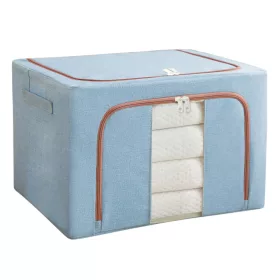   Cutie de depozitare pliabila cu fermoar, 66 litri, material textil, 50 X 40 X 33 cm, albastru deschis