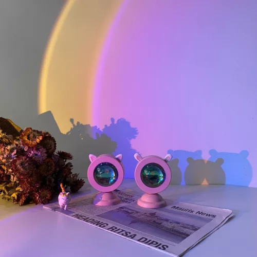 Lampa de veghe cu proiectie multicolor RGB, 6 filtre colorate, 3 tipuri de urechi