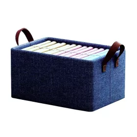   Cutie de depozitare tip cos, pliabila, cadru metalic, manere, 47x20x28 cm, albastra