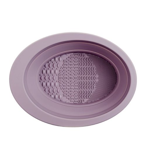 Accesoriu din silicon pentru curatarea accesoriilor make-up, pensule, buretei, 14.5 x 11,5 cm, 2 moduri de utilizare, pliabil, mov