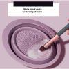Accesoriu din silicon pentru curatarea accesoriilor make-up, pensule, buretei, 14.5 x 11,5 cm, 2 moduri de utilizare, pliabil, mov