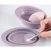 Accesoriu din silicon pentru curatarea accesoriilor make-up, pensule, buretei, 14.5 x 11,5 cm, 2 moduri de utilizare, pliabil, mov