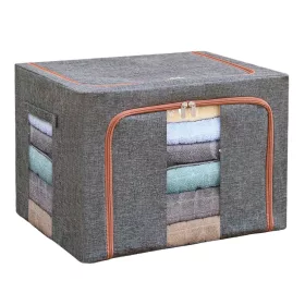  Cutie de depozitare pliabila cu fermoar, 100 litri, material textil, 60 X 42 X 40 cm, gri