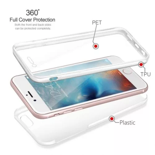Husa protectie iPhone 14 Pro Max (fata + spate) Fully PC & PET 360°, transparenta
