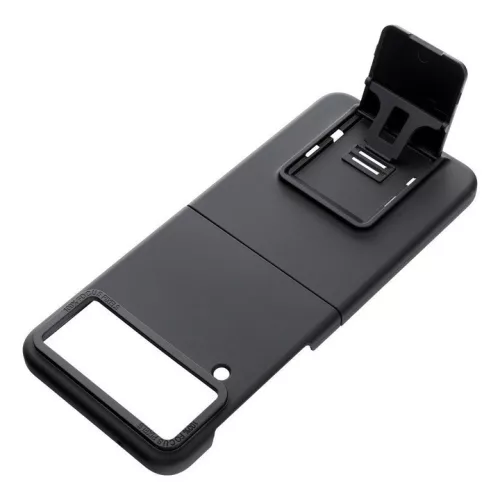 Husa protectie Samsung Galaxy Z Flip4 5G, policarbonat, pliere tridimensionala, stand expunere, neagra