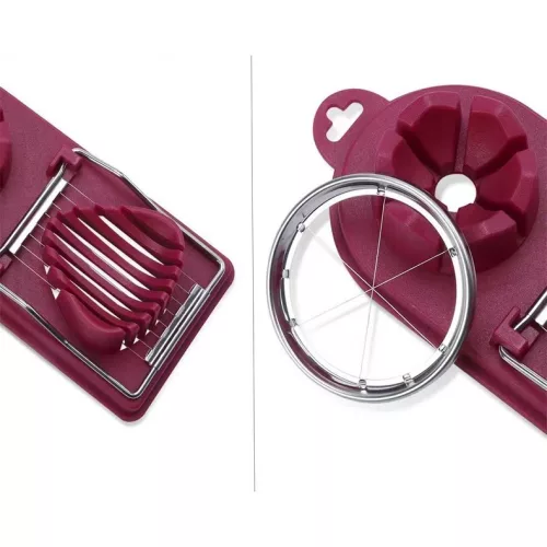 Feliator multifunctional oua, mozzarela, fructe, 2 forme de feliere, agatatoare, 20 cm, visiniu