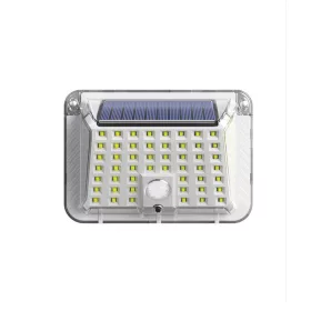   Aplica solara LED, ABS/Policarbonat, rezistenta la apa IP65, 6 LED-uri, pentru perete, trepte, borduri, terasa, 1.2V, 600mah, 10 x 6.5 cm, doua moduri de prindere, lumina alb calda, gri