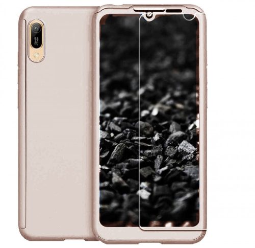 Husă Full Cover 360° pentru Huawei Y5 2019 (față + spate + sticlă), aurie