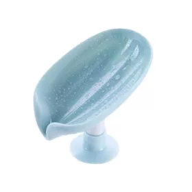   Savoniera cu scurgere pentru sapun, cu ventuza, material ABS, 13 x 8.5 x 10.5 cm, albastra
