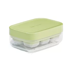   Forma pentru gheata din silicon alimentar, 6 cuburi, caserola pentru depozitare, usor de folosit si curatat, 10.5 x 7.5 x 4.1 cm, verde
