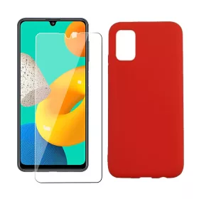   Set folie si husa Samsung Galaxy A71, sticla transparenta si Matt TPU, rosie