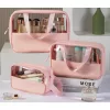 Geanta pentru cosmetice, Geanta pentru Voiaj sau Organizarea produselor Cosmetice, Geanta pentru Machiaj, din PVC si PU, 26 x 15 x 10 cm, Roz