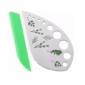   Tocator manual pentru ierburi Herb Cutter, 9 gauri de diferite dimensiuni, multifunctional, otel inoxidabil, 12.3 x 6.9 cm, argintiu