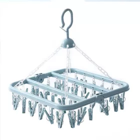   Uscator de rufe, 32 de cleme, Plastic, Pliabil, rotire 360 grade, 32x32 cm, Albastru