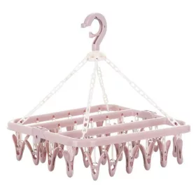   Uscator de rufe , 32 de cleme, plastic, pliabil, rotire 360 grade, 32x32 cm, roz