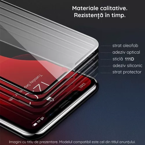 Folie de sticla Apple iPhone 15, Full Glue 111D, margini negre