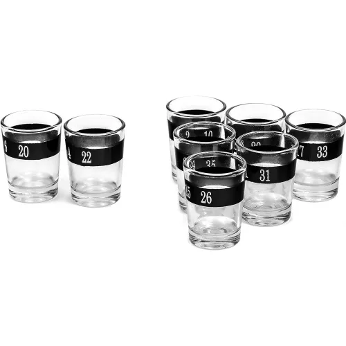 Joc de Baut Ruleta cu Pahare de Shot, 30 cm, Rosu/Negru