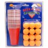 Joc de baut Beer Pong , 24 Pahare, 24 Mingi, material plastic, reutilizabil, portabil, rosu