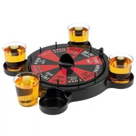   Joc de Baut Ruleta cu Pahare de Shot , 15 x 16.5 cm, Rosu/Negru
