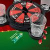 Joc de Baut Ruleta cu Pahare de Shot , 15 x 16.5 cm, Rosu/Negru