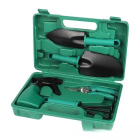   Set 5 accesorii pentru gradinarit, geanta depozitare inclusa, otel inoxidabil, 18.5 x 29.5 cm, verde