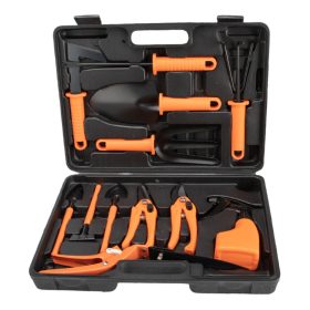   Set 12 accesorii pentru gradinarit, geanta depozitare inclusa, otel inoxidabil, 37 x 27 cm, portocaliu