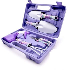   Set 5 accesorii pentru gradinarit, geanta depozitare inclusa, otel inoxidabil, 38 x 29 cm, mov