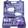 Set 10 accesorii pentru gradinarit , geanta depozitare inclusa, otel inoxidabil, 37 x 28 cm, mov
