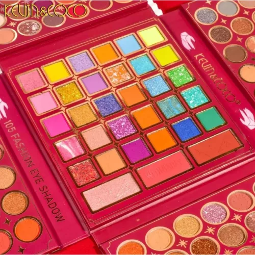 Paleta de Farduri Kevin&Coco, 105 culori, Stil Pliabil, Wednesday, Conturing, Iluminator, Blush incluse, Fara Sulfati, Pudra Compacta, 18.7 x 17.3 x 2.6 cm, 407 g, multicolor