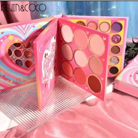   Paleta de Farduri Kevin&Coco, 59 culori, Stil Carte, 3 Straturi, Pudra Compacta, Clasic, Fara Sulfati, 14 x 14 cm, 80 g, multicolor