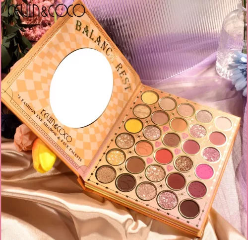 Paleta de Farduri Kevin&Coco, 72 culori, Stil Carte, 3 Straturi, Pudra Compacta, Clasic, Fara Sulfati, 14 x 14 cm, 80 g, multicolor