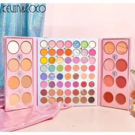   Paleta de farduri Kevin&Coco, 72 de culori, stil pliabil, conturing, iluminator, blush incluse, dreptunghiulara, 22 x 24.5 cm, 490 g, multicolor