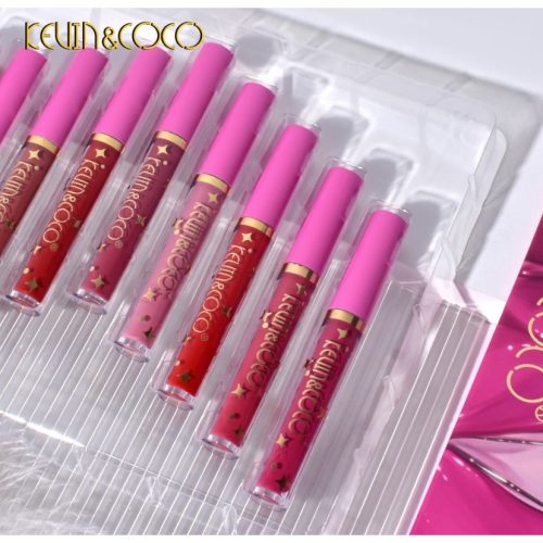 Set 12 Lip Gloss Kevin&Coco, nuante de rosu, rose, nude, cutie dreptunghiulara, 26.5x16.5x2.2 cm, 200g, multicolor