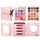 Set cosmetice Kevin & Coco, 4 Lip gloss, paleta farduri 40 culori nuante nude / rose, cutie cadou, Fara Sulfati, Pudra Compacta, Clasic, 17 x 14 x 5 cm, multicolor
