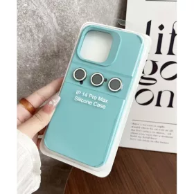   Husa protectie Apple iPhone 15 Pro, Shockproof Silicone, catifea in interior, folii de protectie camere incluse, Albastru
