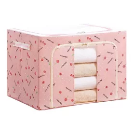   Cutie de depozitare pliabila cu fermoar, 100 litri, material textil, 60 X 42 X 40 cm, imprimeu cirese rosii