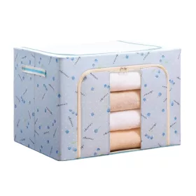   Cutie de depozitare pliabila cu fermoar, 100 litri, material textil, 60 X 42 X 40 cm, imprimeu cirese albastre