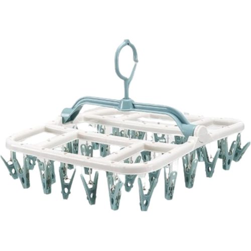 Uscator de Rufe Suspendat, 40 carlige, multifunctional, 36 x 24 cm, alb/albastru