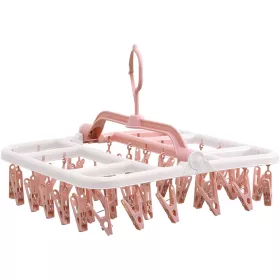   Uscator de rufe suspendat, 40 carlige, rotire 360 Grade, protectie vant, pliabil, 36 x 24 cm, alb/roz