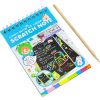 Caiet cu fise razuibile DIY Magic Scratch, 12 File, 14 x 10 cm, curcubeu, creion lemn, cartonase negre, Baby Blue