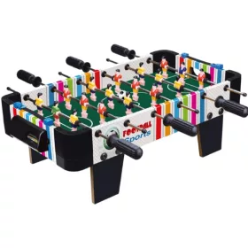   Masa de fotbal cu teren si 18 jucatori , 6 manere, tabela scor, metal, lemn si ABS, 51 x 44 x 17.5 cm, cu picioare, multicolora