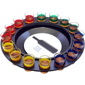   Joc de Societate "Adevar sau Provocare", Ruleta cu 16 pahare de Shot din Sticla, pentru Petreceri, Distractie, Cadouri, Multicolor