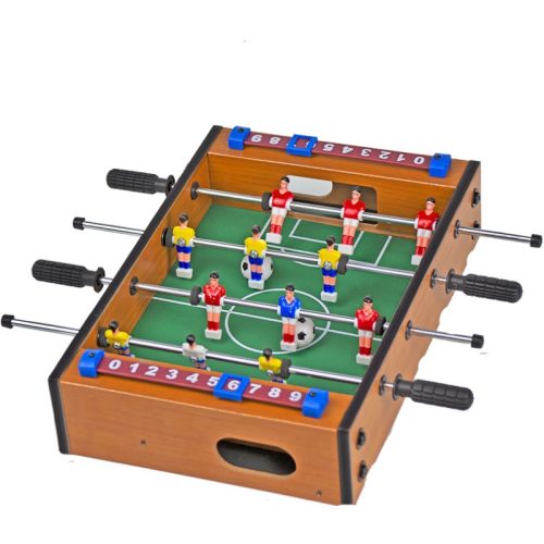 Mini masa de fotbal cu Teren si 12 Jucatori , 4 Manere, tabela scor, metal, lemn si ABS, 34.5 x 23 x 7 cm