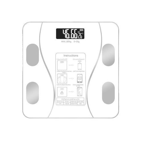 Cantarul corporal electronic RT-002, multiple functii, conectare aplicatie prin bluetooth, baterii, alb