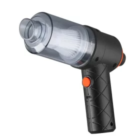   Aspirator portabil cu acumulator, tip pistol 2 in 1, suflare si aspirare, Incarcare USB, pentru casa si masina, autonomie 30 min, negru