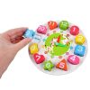 Jucarie Educativa model Ceas Girafa, tip Montessori, lemn, 12 Piese, 17 cm, multicolor