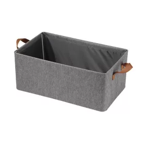   Cutie de depozitare tip cos, pliabila, cadru metalic, manere, 47 x 35 x 30 cm, 50 l, gri