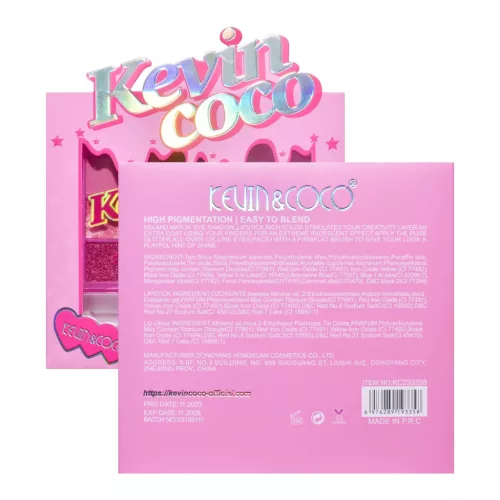 Set 3 produse machiaj KEVIN & COCO, Pink Ice Star, 9 culori, 15.5 x 13 x 3.4 cm